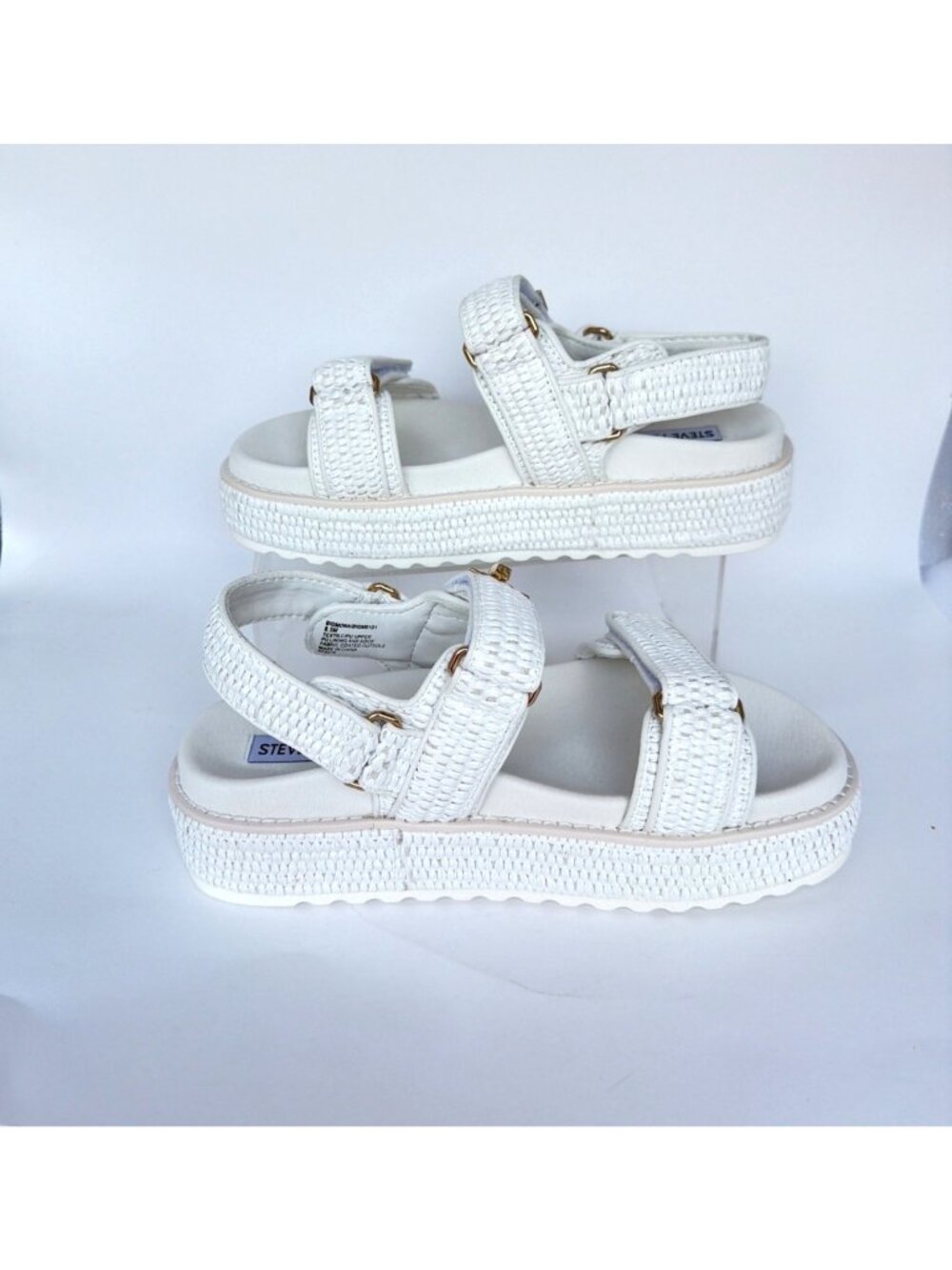 Steve Madden Bigmona Platform Sandals White Raffia Women Size 8.5 - Picture 10 of 15